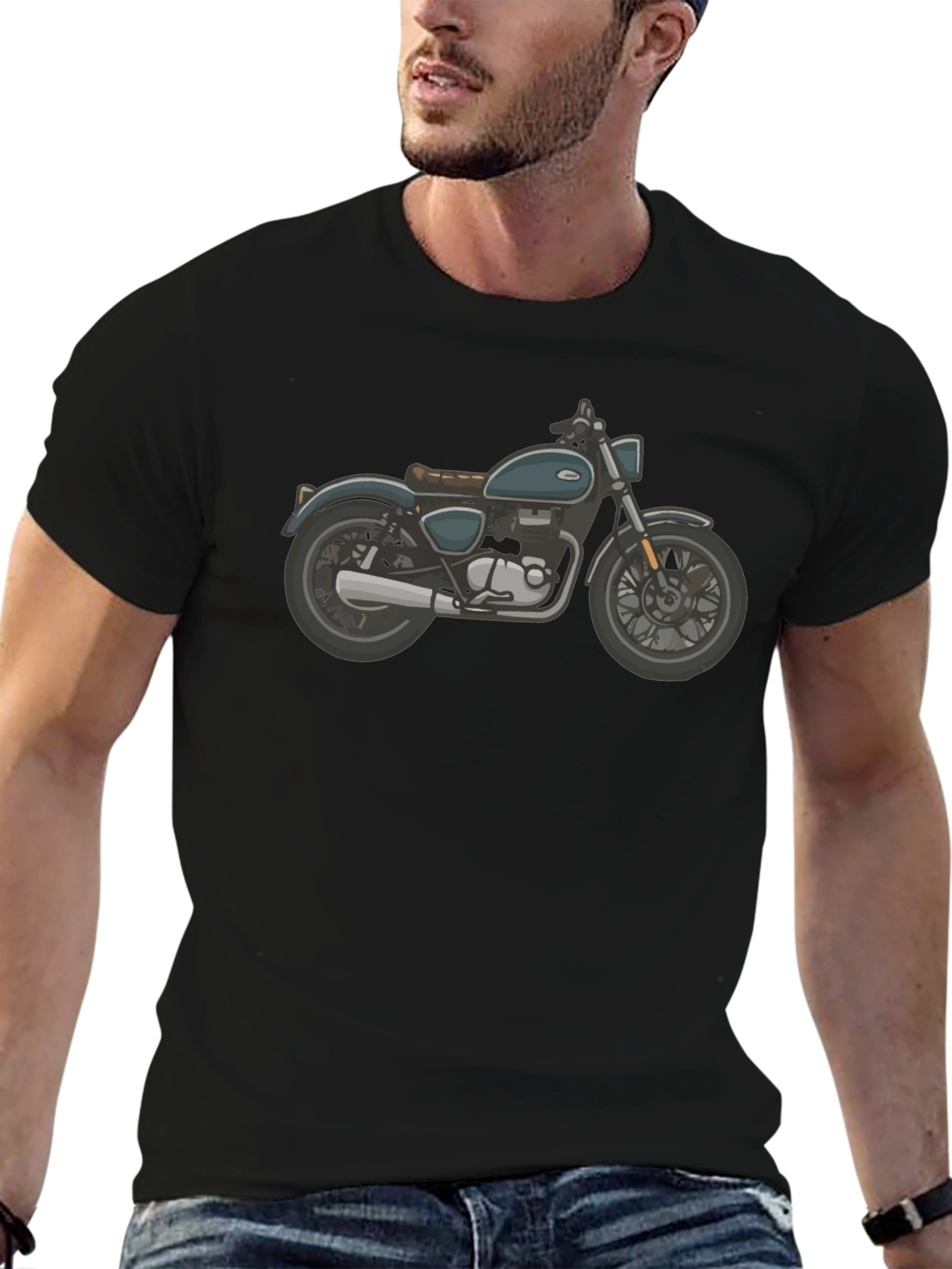 Motorcycle Graphic Black T-Shirt