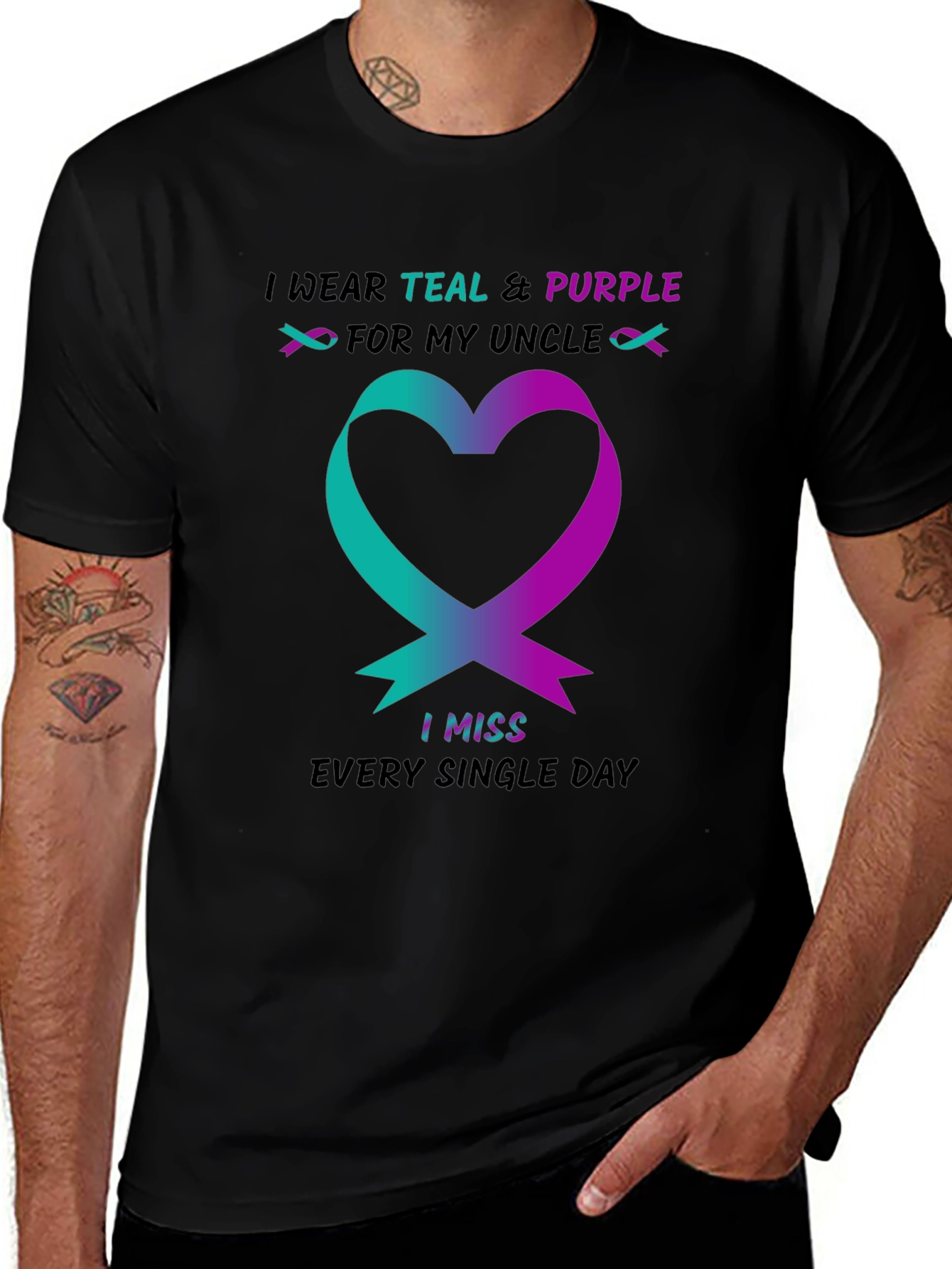 Teal and Purple Uncle Remembrance T-Shirt