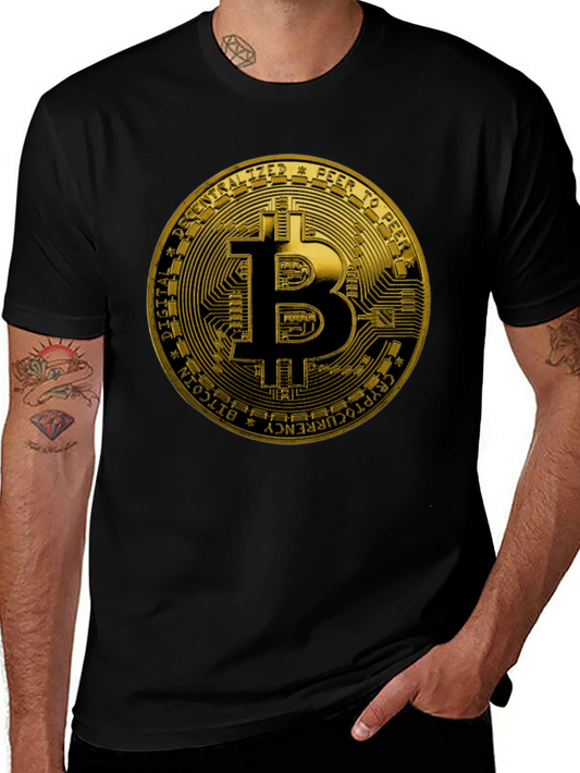 Bitcoin Gold Logo Graphic Print Black T-Shirt