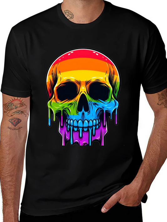 Rainbow Skull Graphic Tee - Mens Black T-Shirt