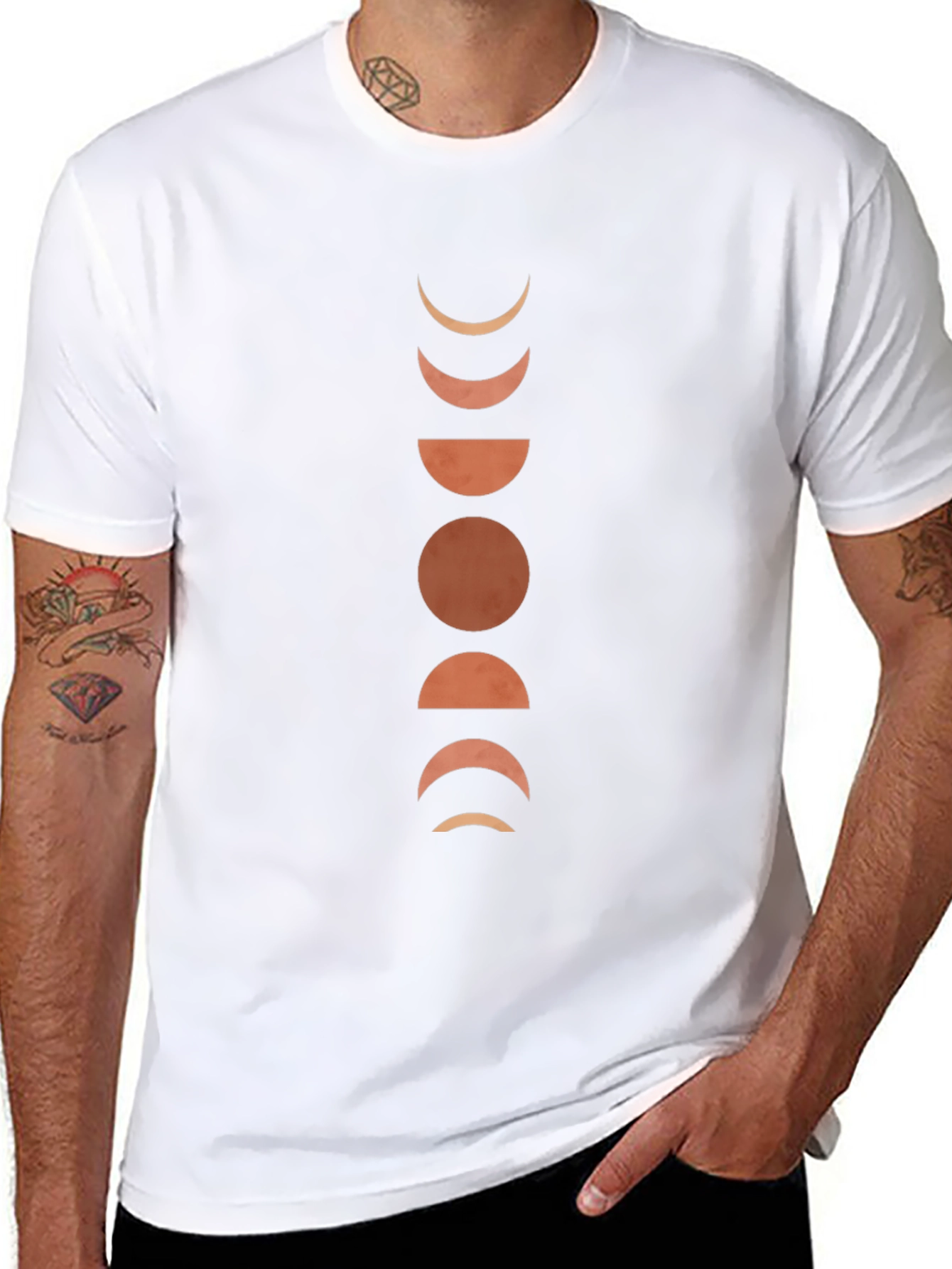 Mens Black Moon Phases Graphic Tee