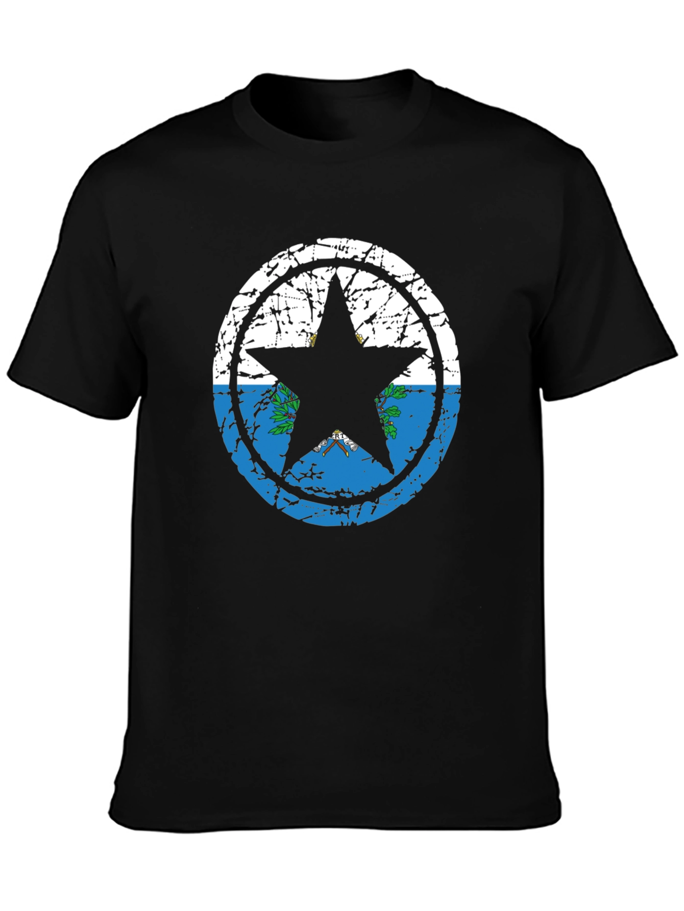 San Marino Flag Star Graphic Black T-Shirt