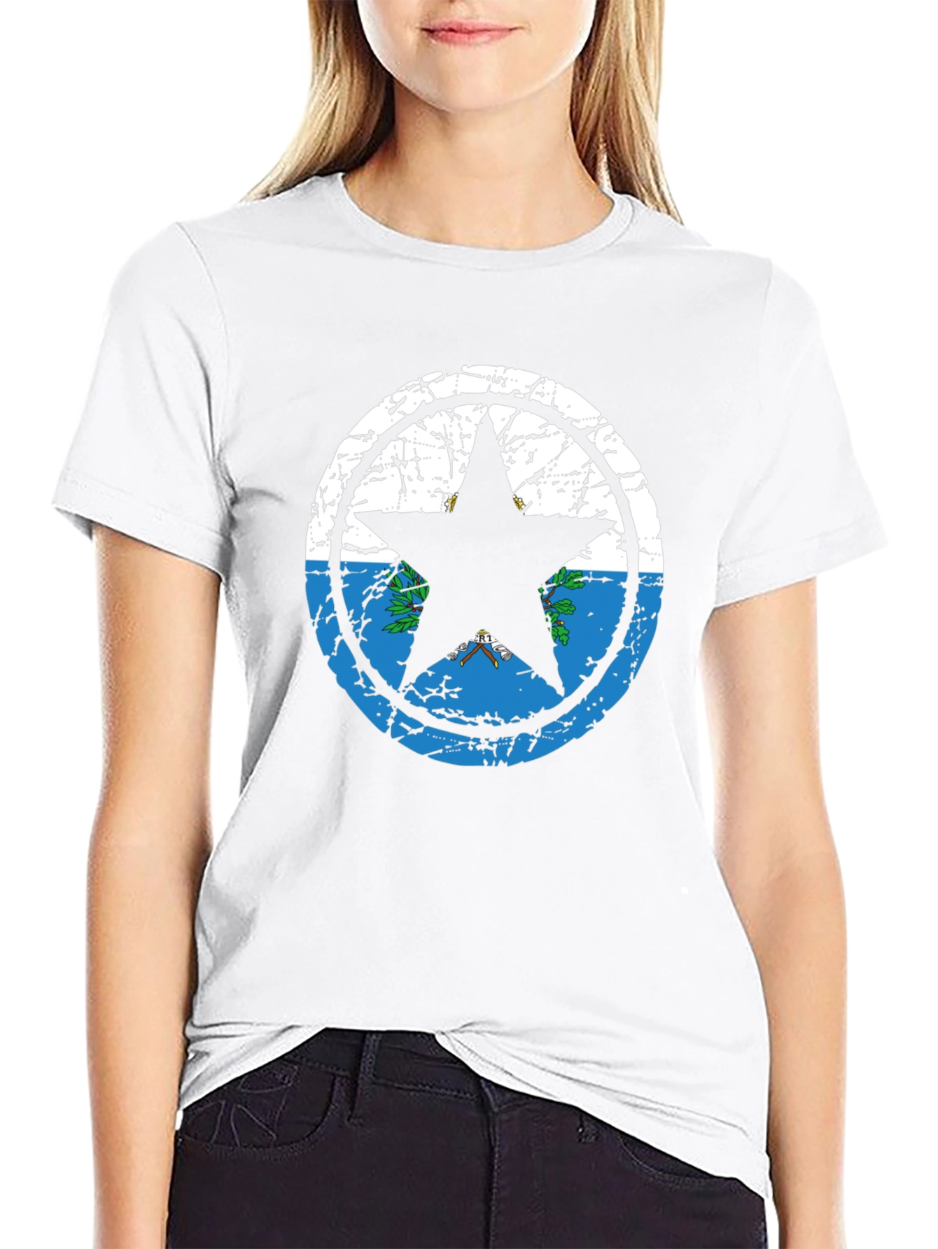 San Marino Flag Star Graphic Black T-Shirt