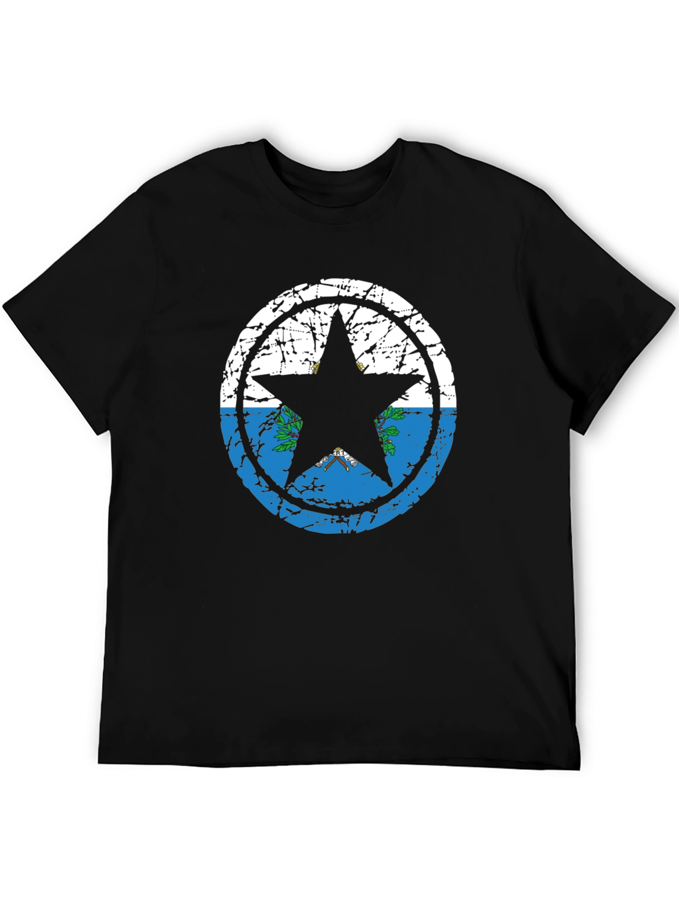 San Marino Flag Star Graphic Black T-Shirt