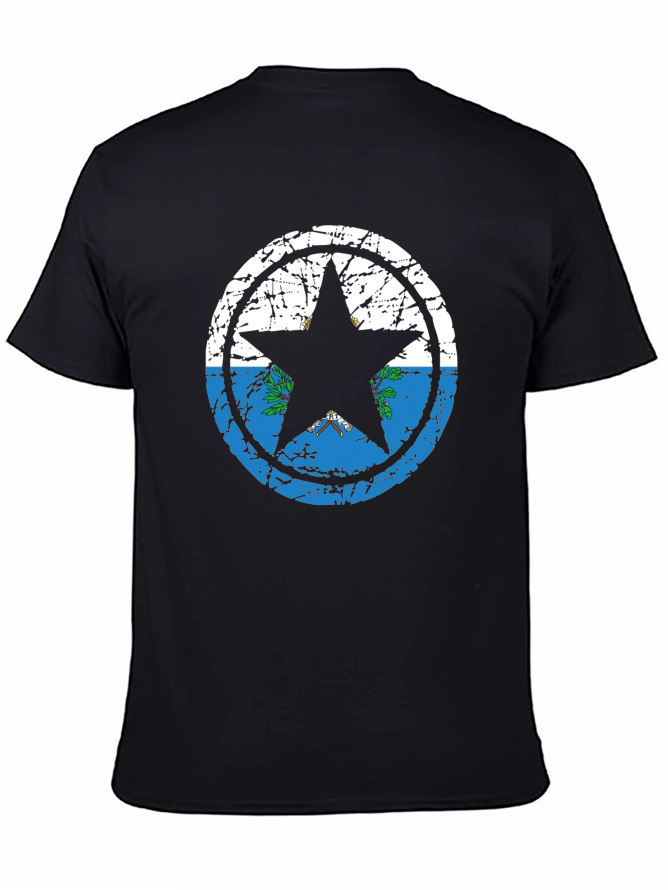 San Marino Flag Star Graphic Black T-Shirt