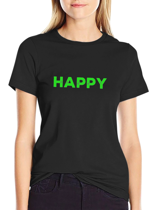 Mens Black T-Shirt with HAPPY Print