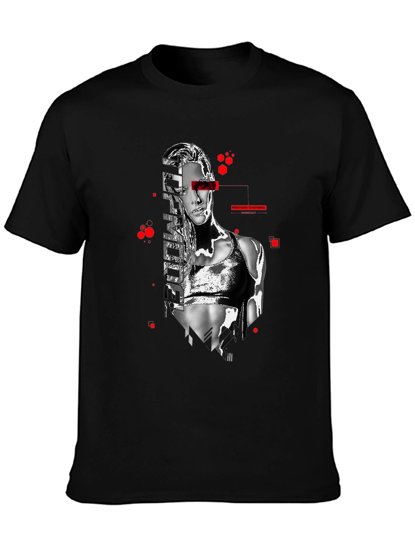Cyberpunk Woman Graphic Tee - Black
