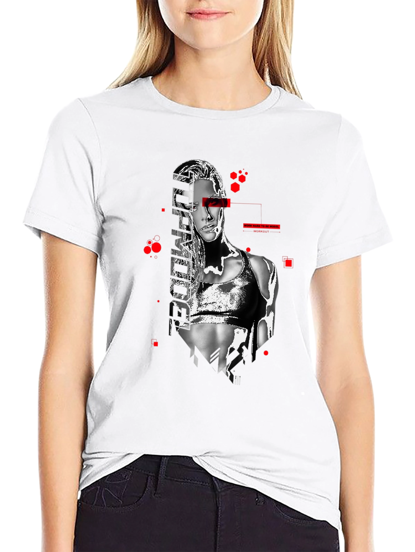 Cyberpunk Woman Graphic Tee - Black
