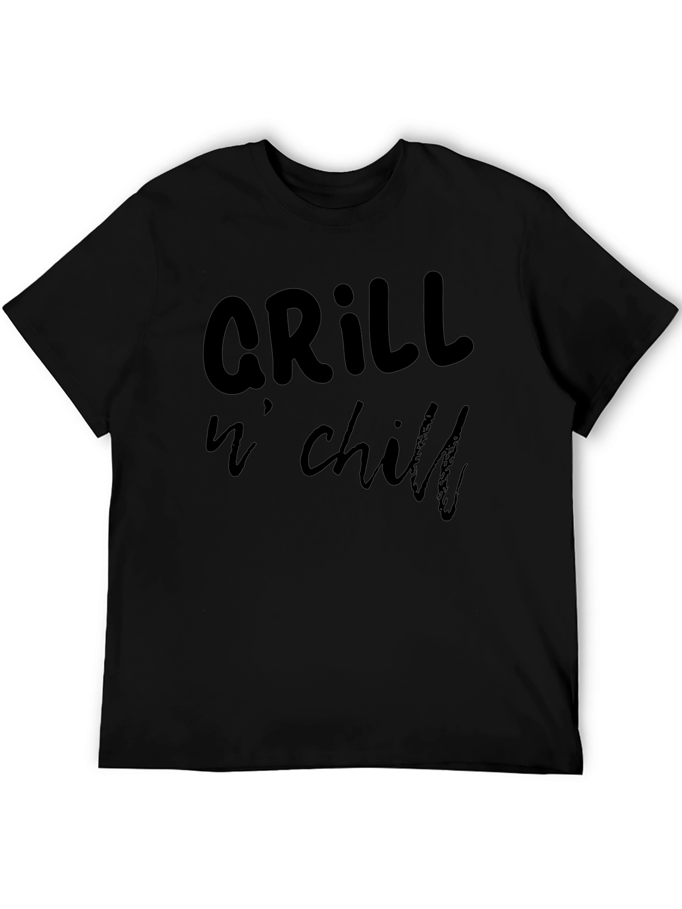 Grill n Chill Mens Black Graphic T-Shirt