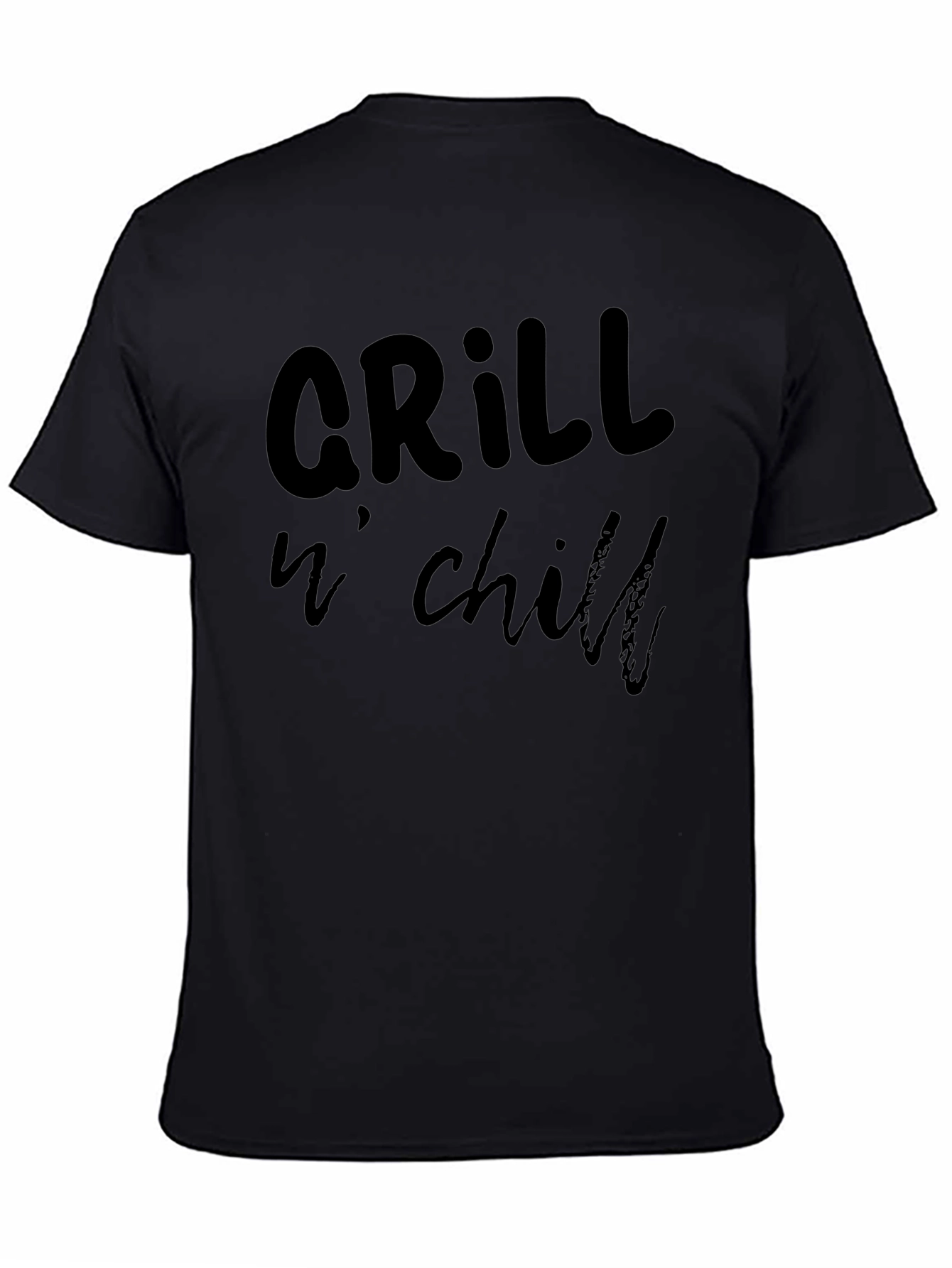 Grill n Chill Mens Black Graphic T-Shirt