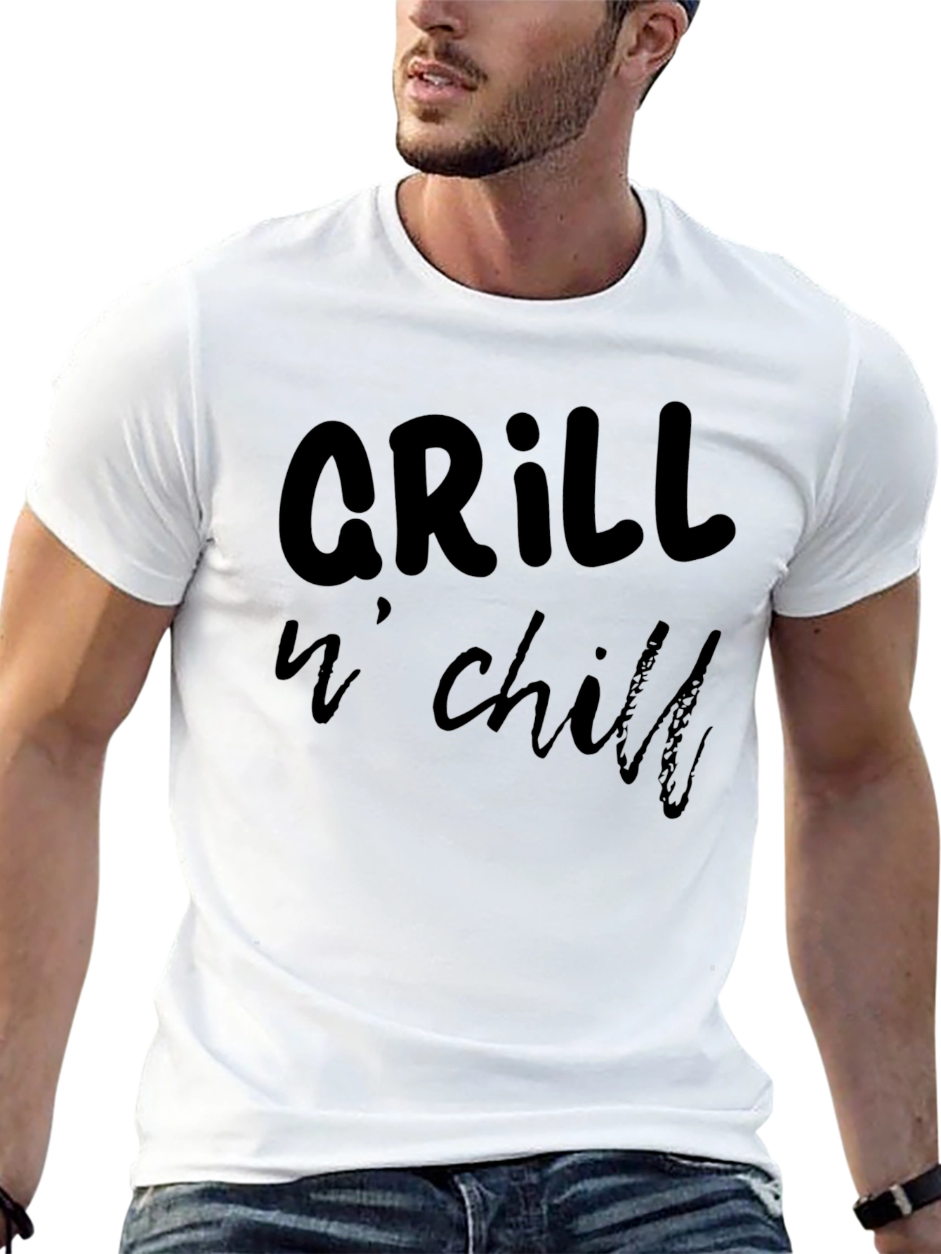 Grill n Chill Mens Black Graphic T-Shirt