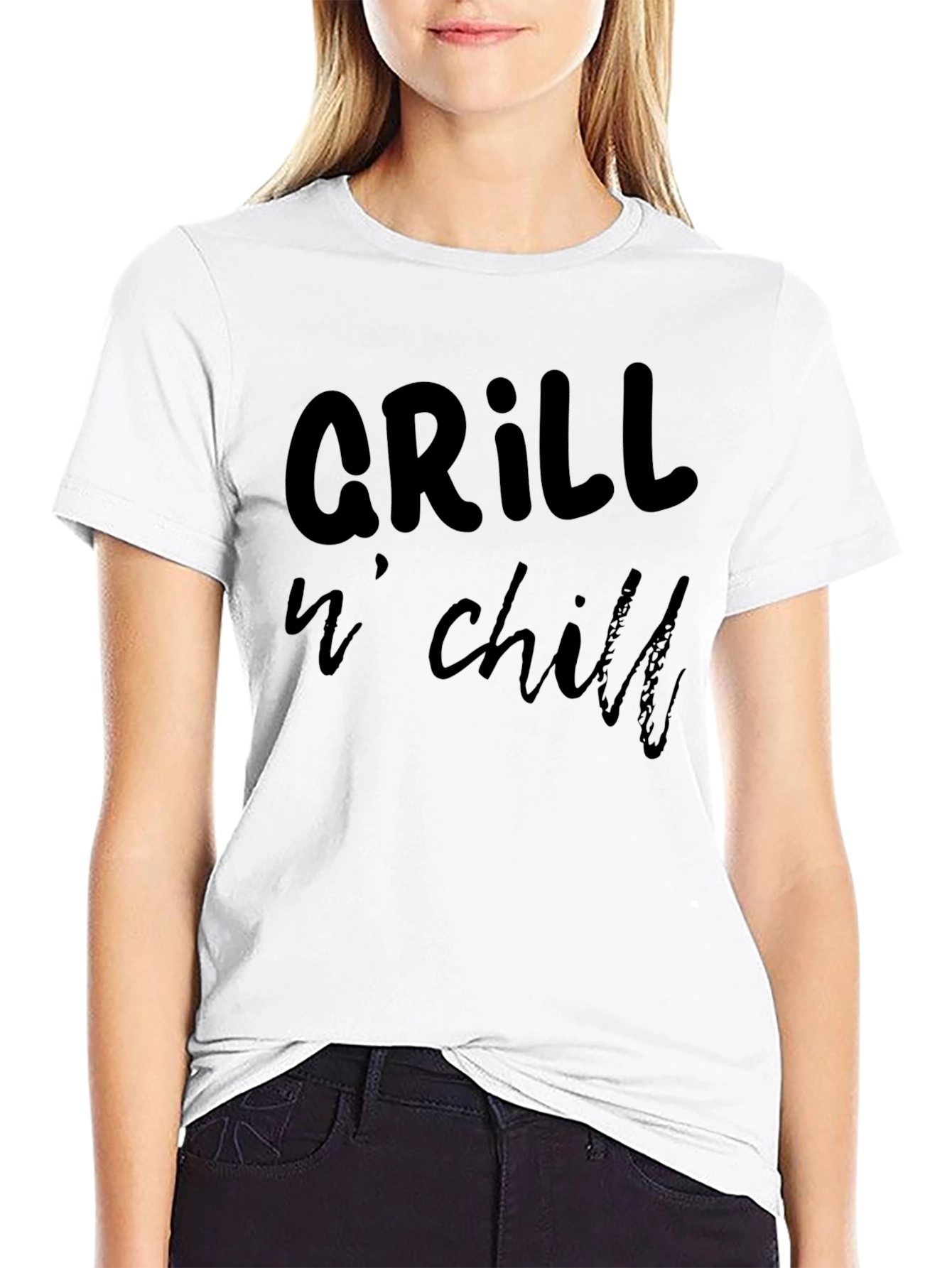 Grill n Chill Mens Black Graphic T-Shirt