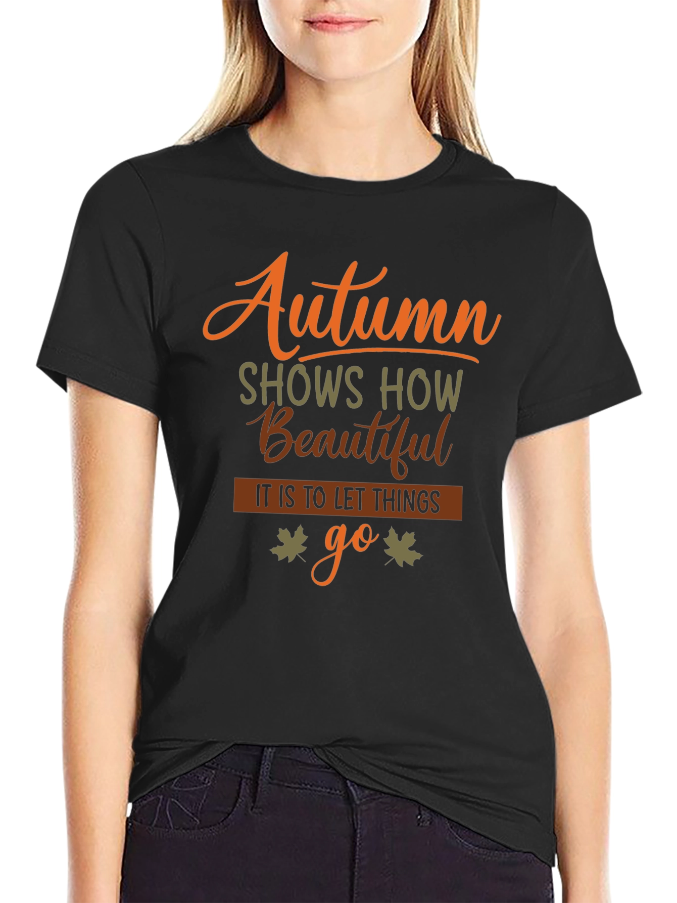 Autumn Leaves Graphic Tee - Black