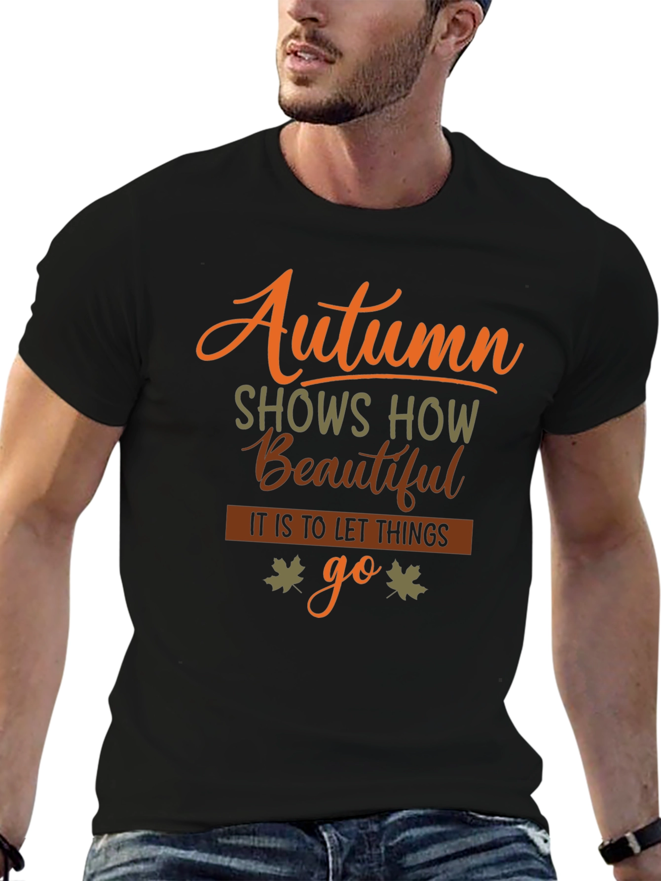 Autumn Leaves Graphic Tee - Black