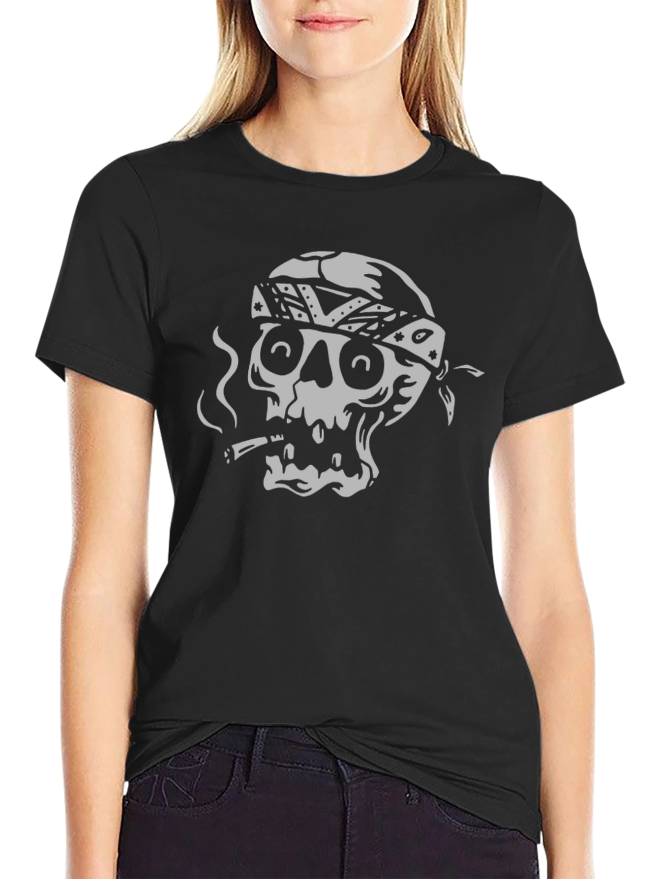 Skull Bandana Graphic Tee - Rocker Style