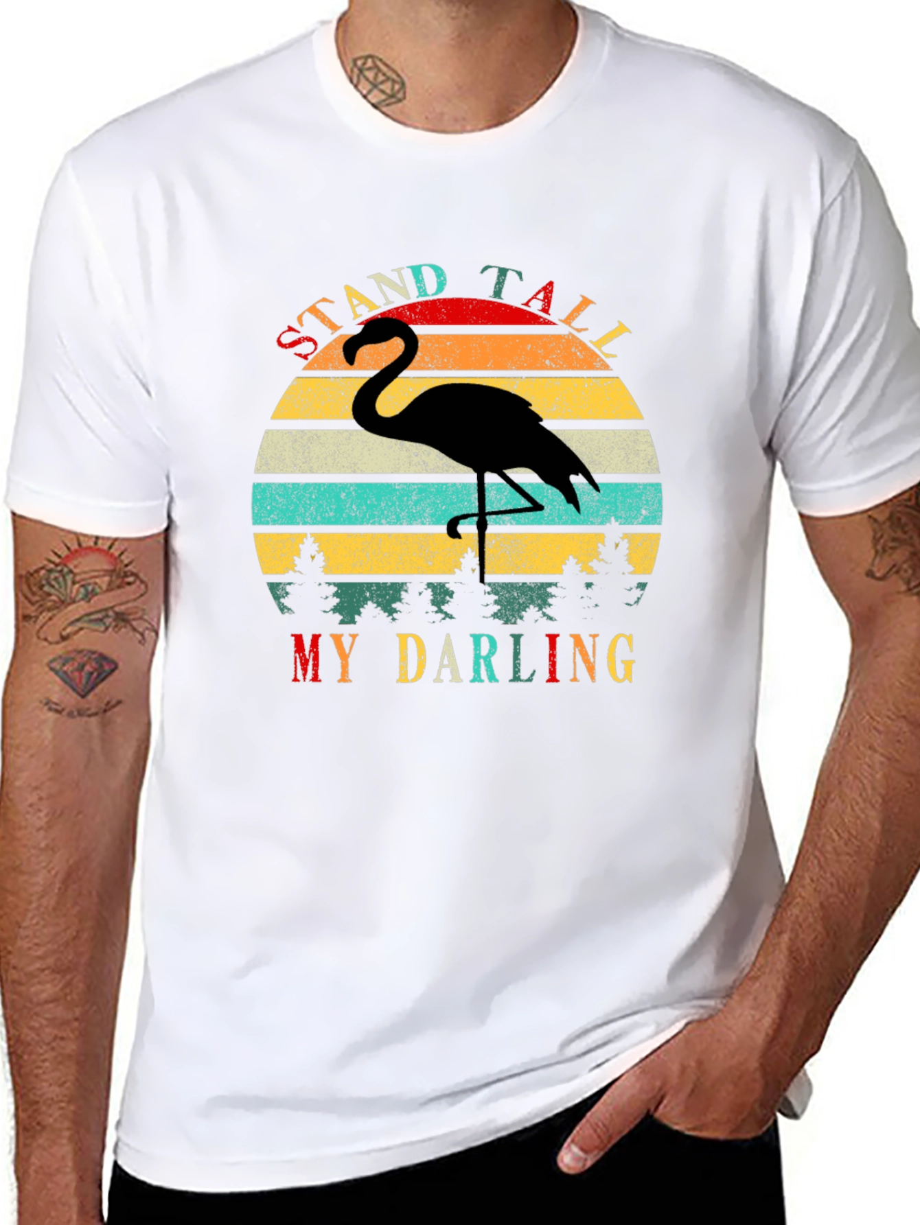 Retro Flamingo T-Shirt - Stand Tall My Darling