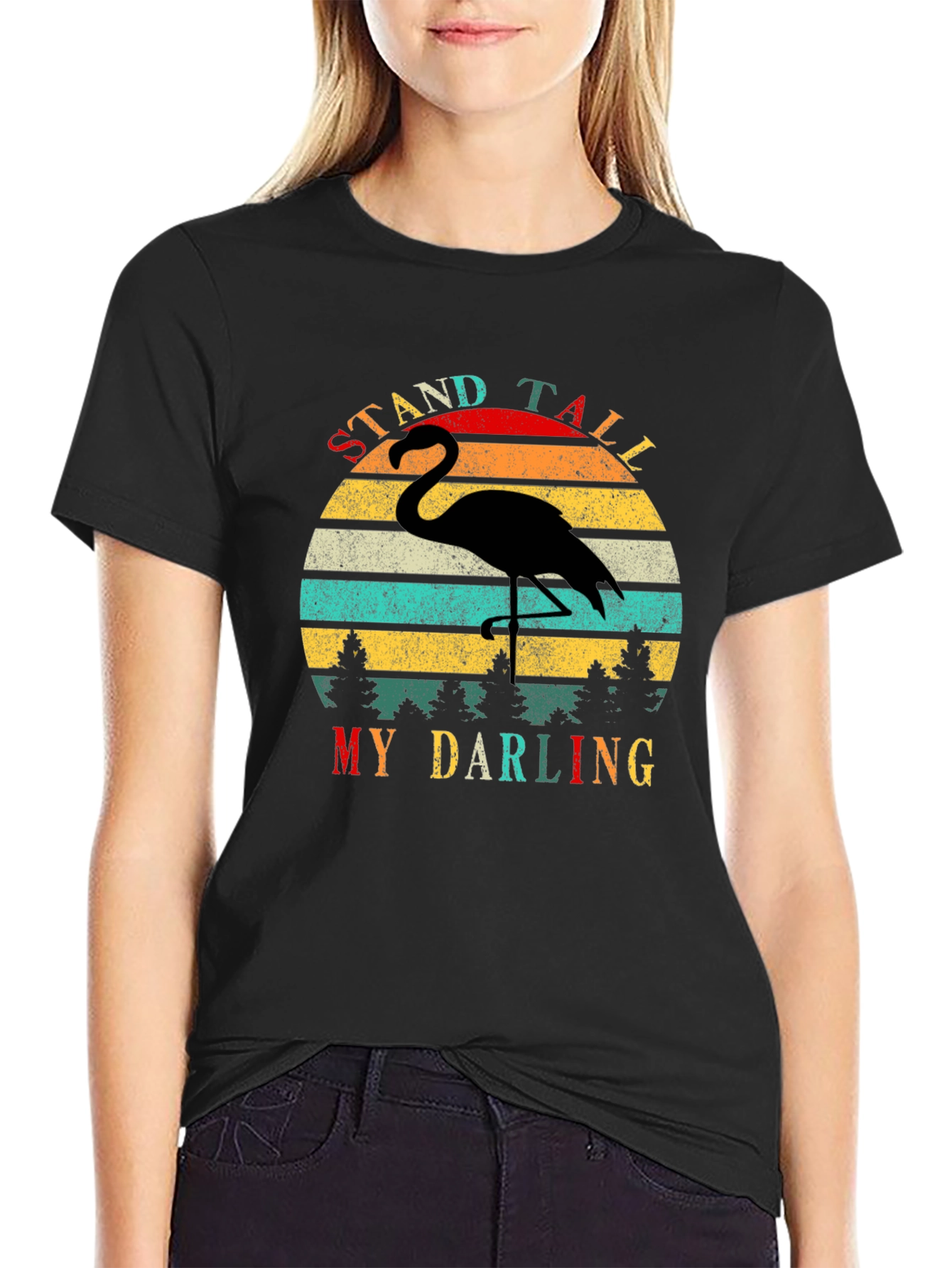 Retro Flamingo T-Shirt - Stand Tall My Darling
