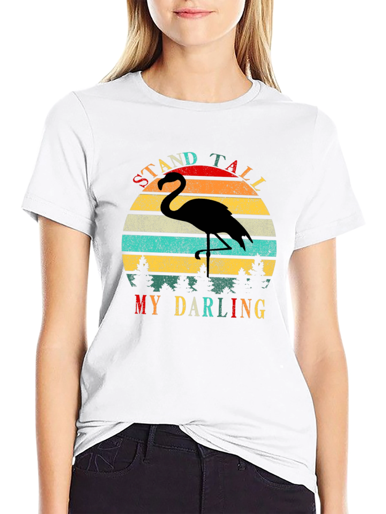 Retro Flamingo T-Shirt - Stand Tall My Darling