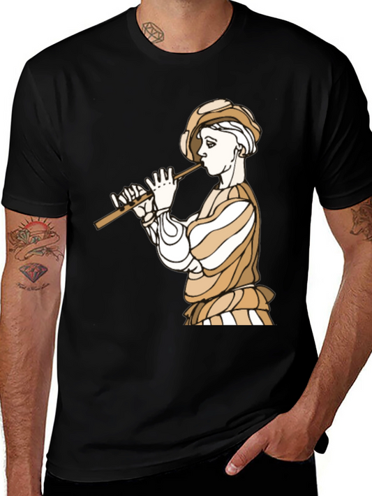 Renaissance Flute Player Graphic T-Shirt