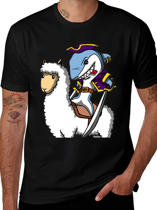 Shark Pirate Riding Llama T-Shirt