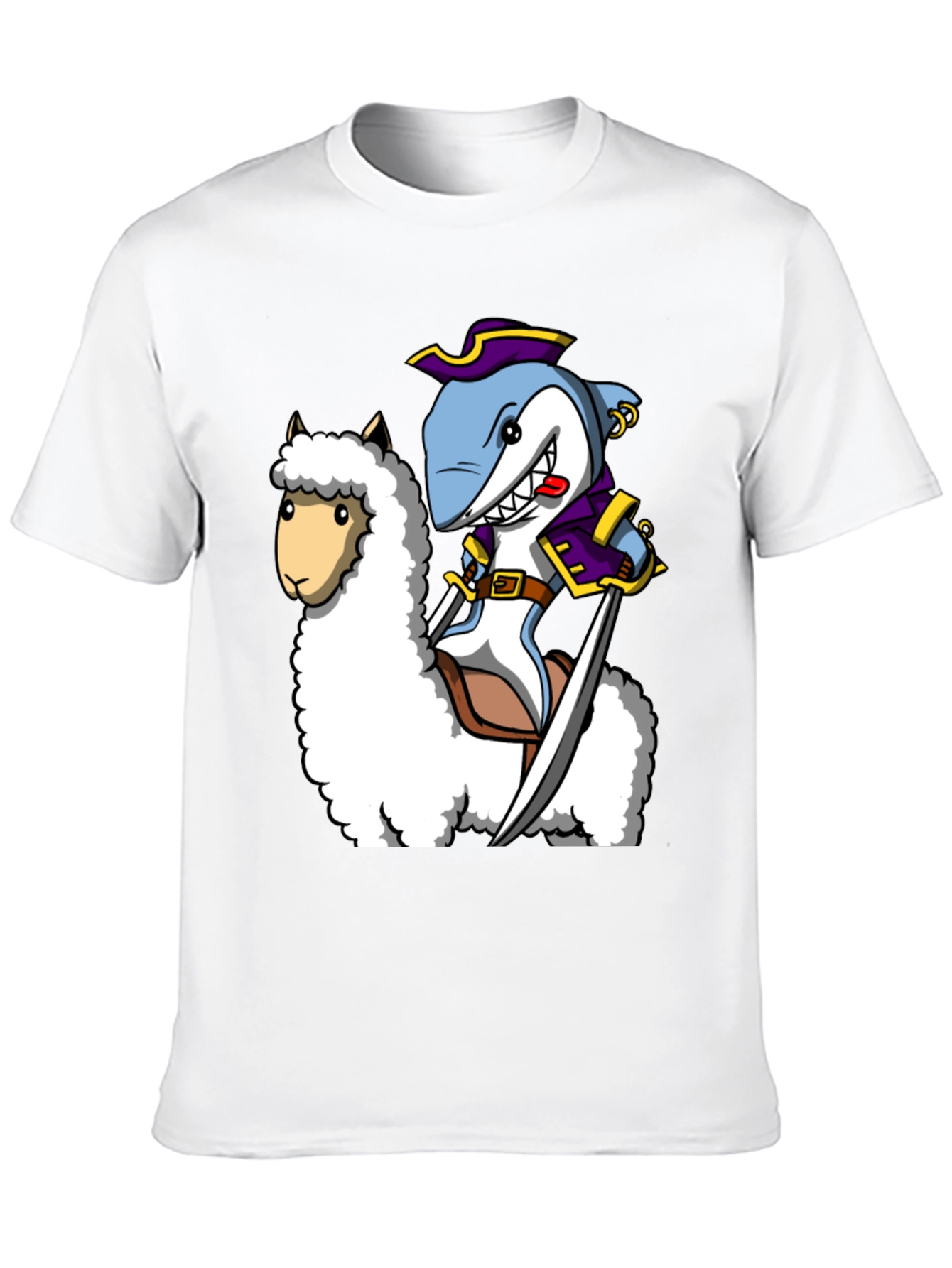 Shark Pirate Riding Llama T-Shirt
