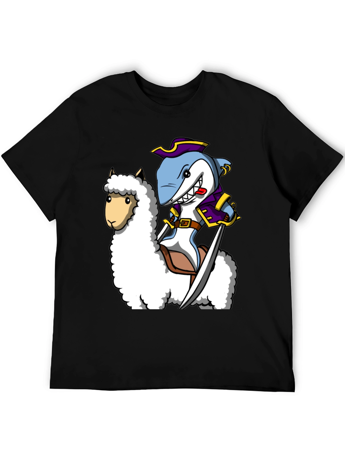 Shark Pirate Riding Llama T-Shirt