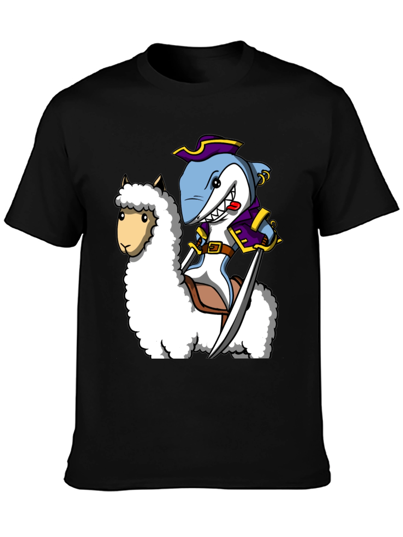 Shark Pirate Riding Llama T-Shirt
