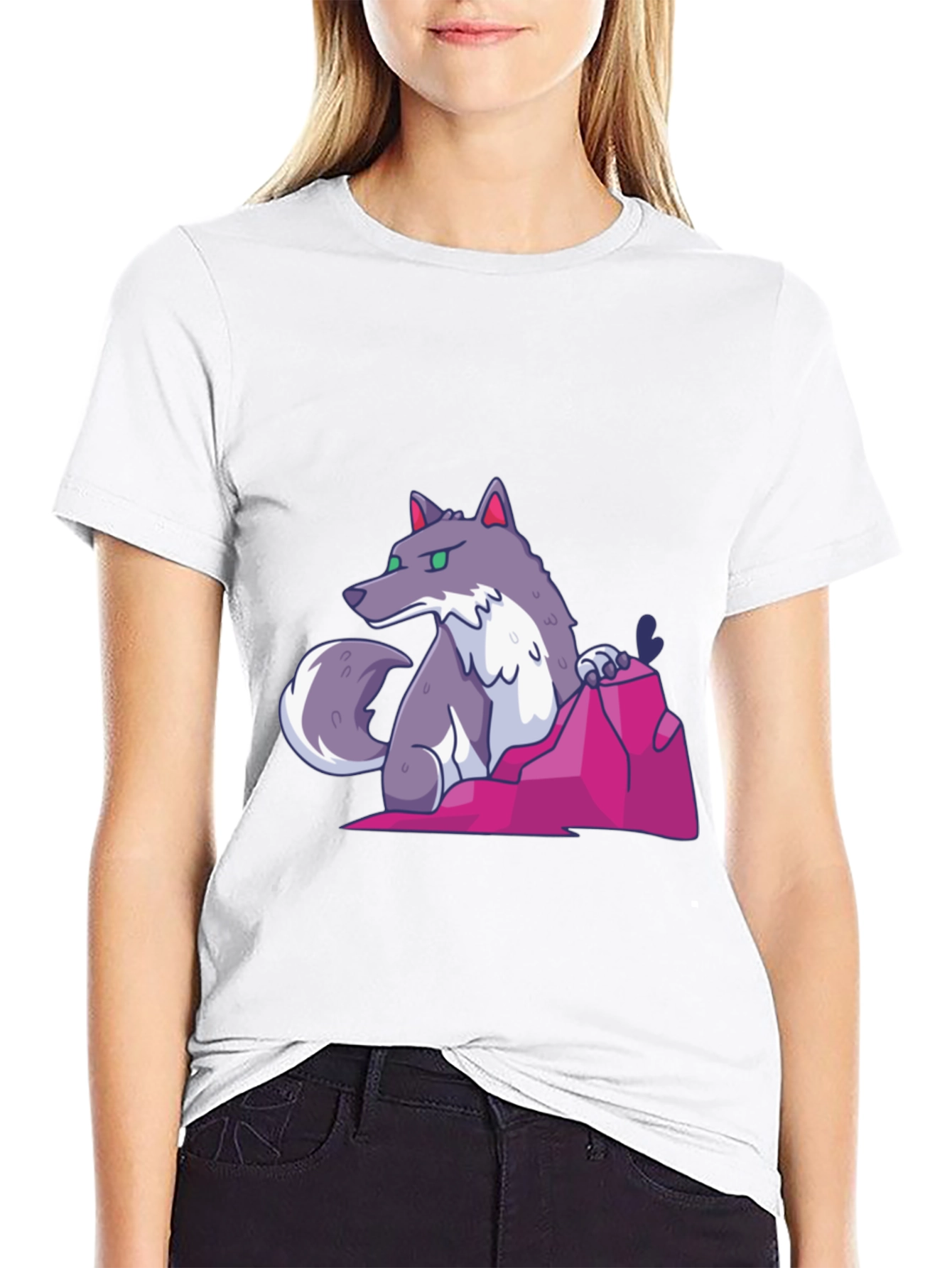 Cartoon Wolf Graphic Tee - Cool Casual Style