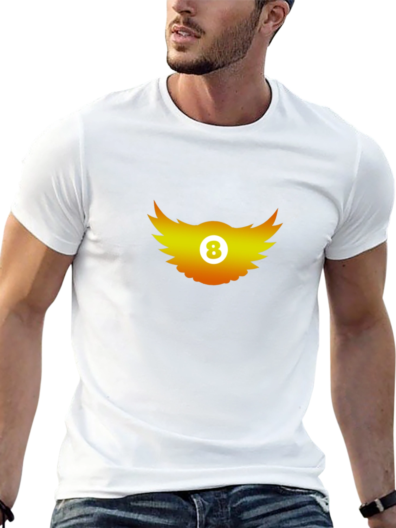 Winged 8-Ball Graphic Tee - Black