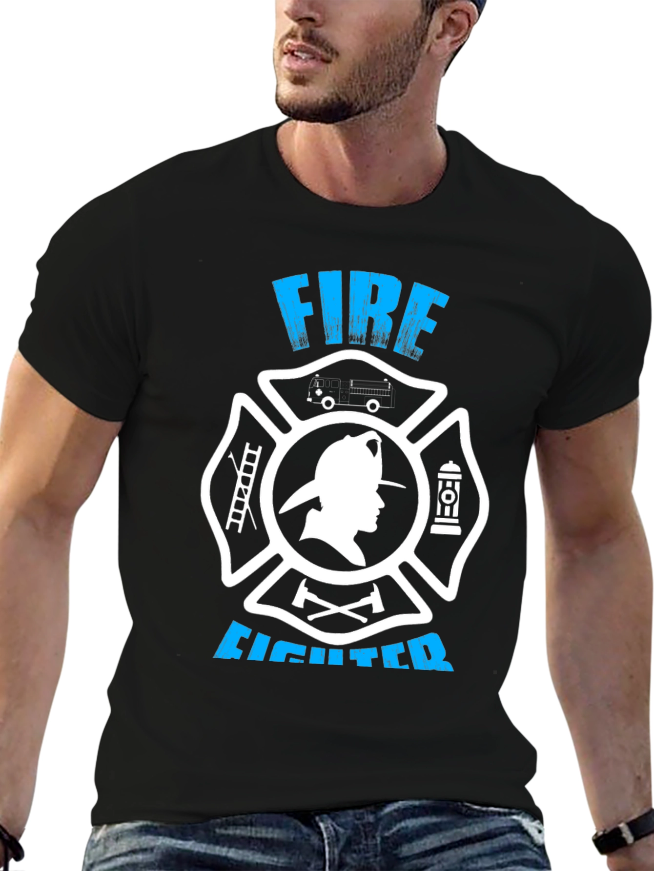 Firefighter Graphic Tee - Maltese Cross Design