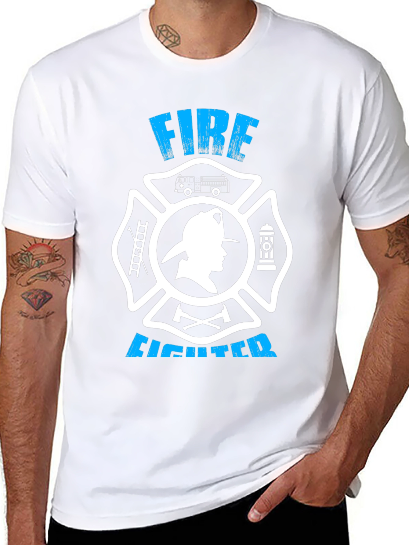 Firefighter Graphic Tee - Maltese Cross Design