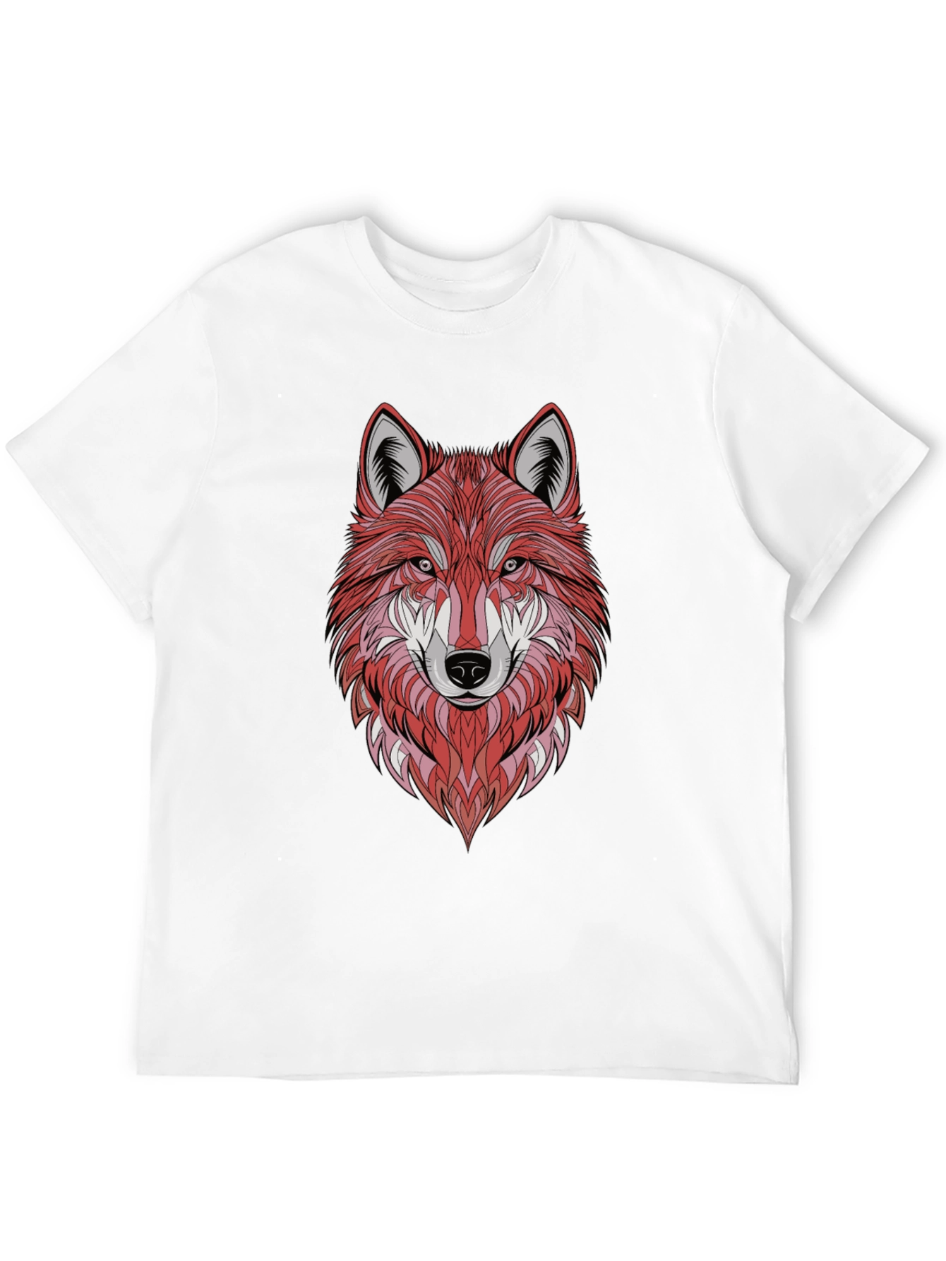 Geometric Wolf Graphic Tee - Stylish Mens Black T-Shirt