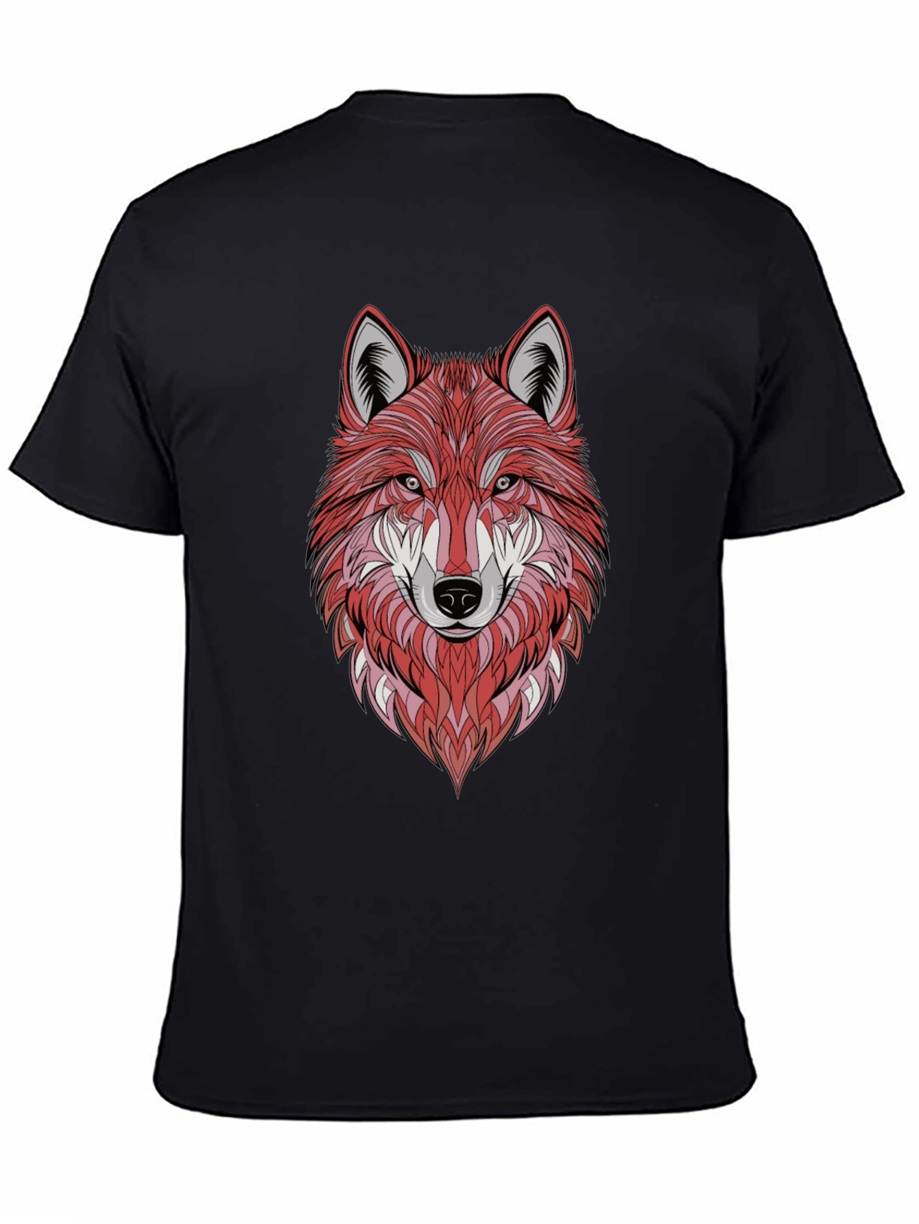 Geometric Wolf Graphic Tee - Stylish Mens Black T-Shirt