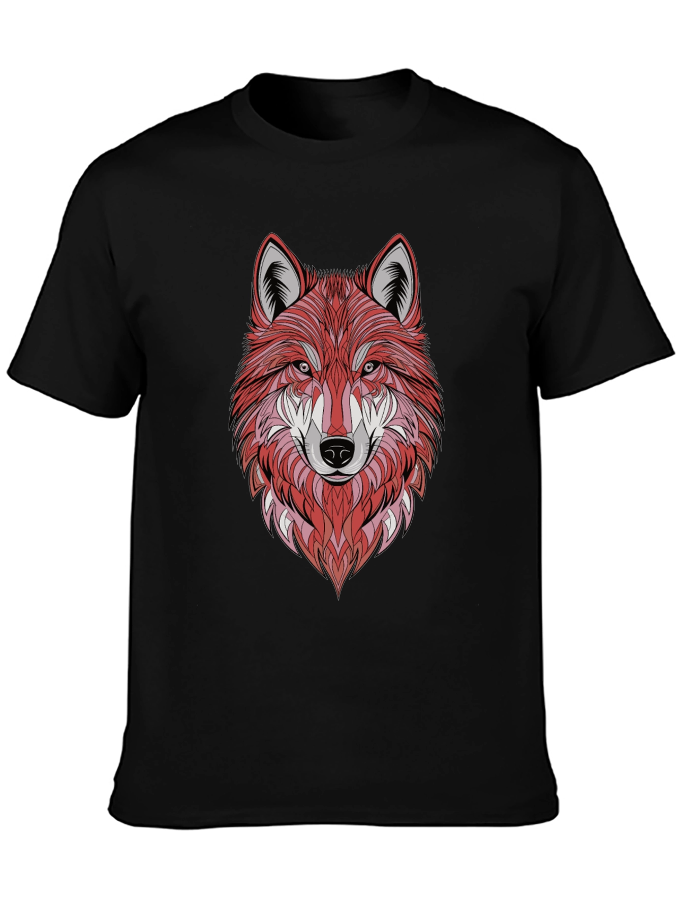 Geometric Wolf Graphic Tee - Stylish Mens Black T-Shirt