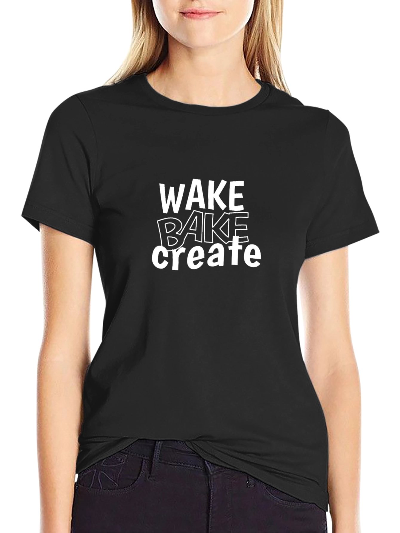 Wake Bake Create Black Graphic T-Shirt