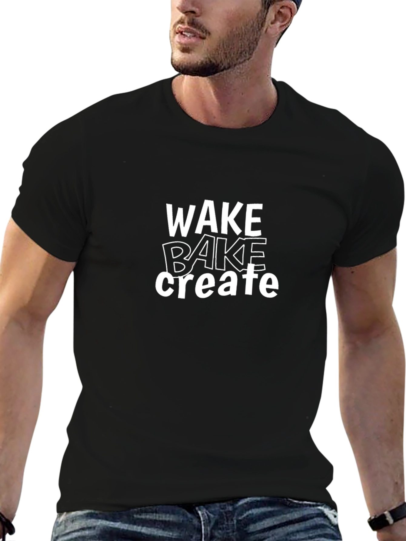 Wake Bake Create Black Graphic T-Shirt
