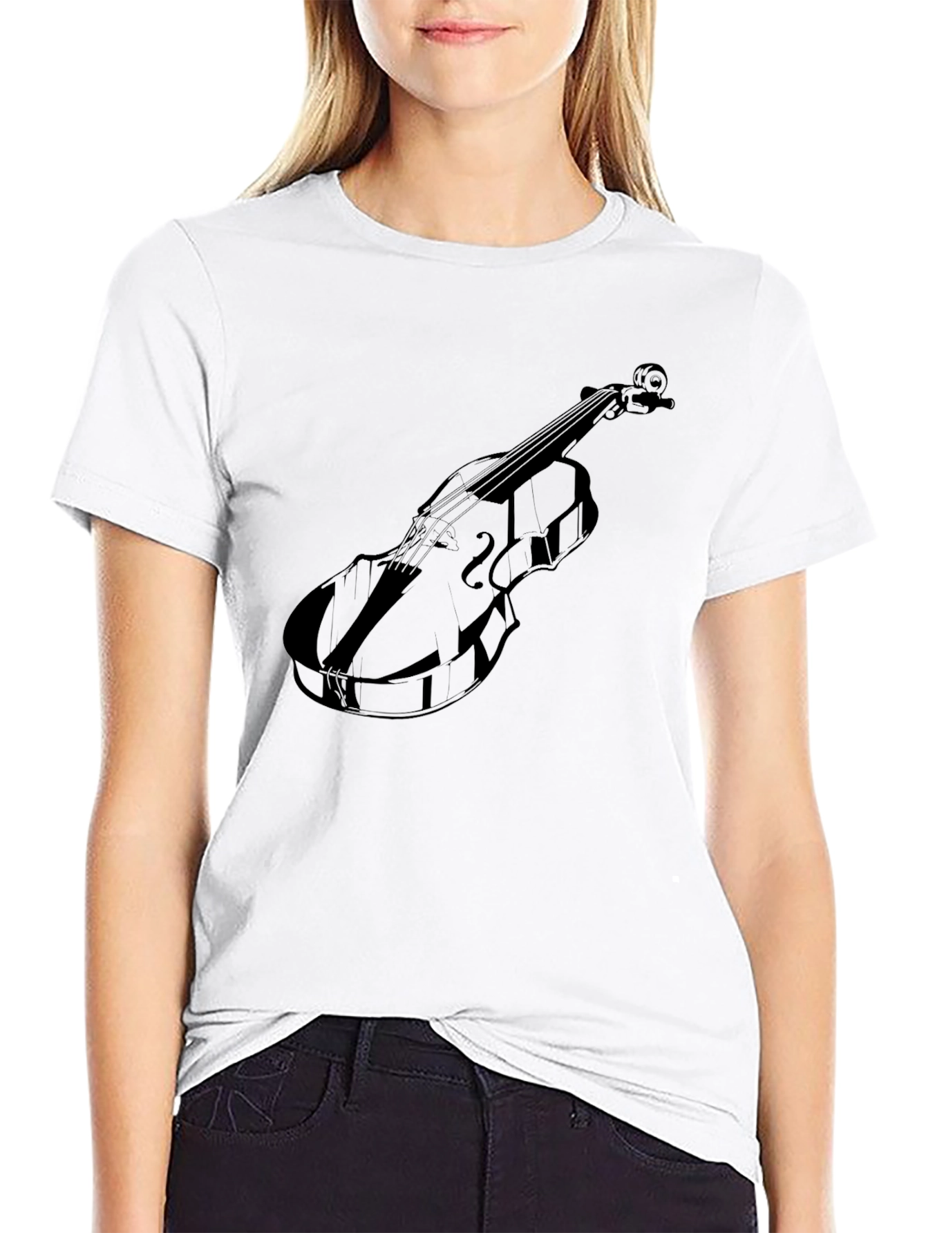 Musical Violin Graphic Tee - Classic Black T-Shirt