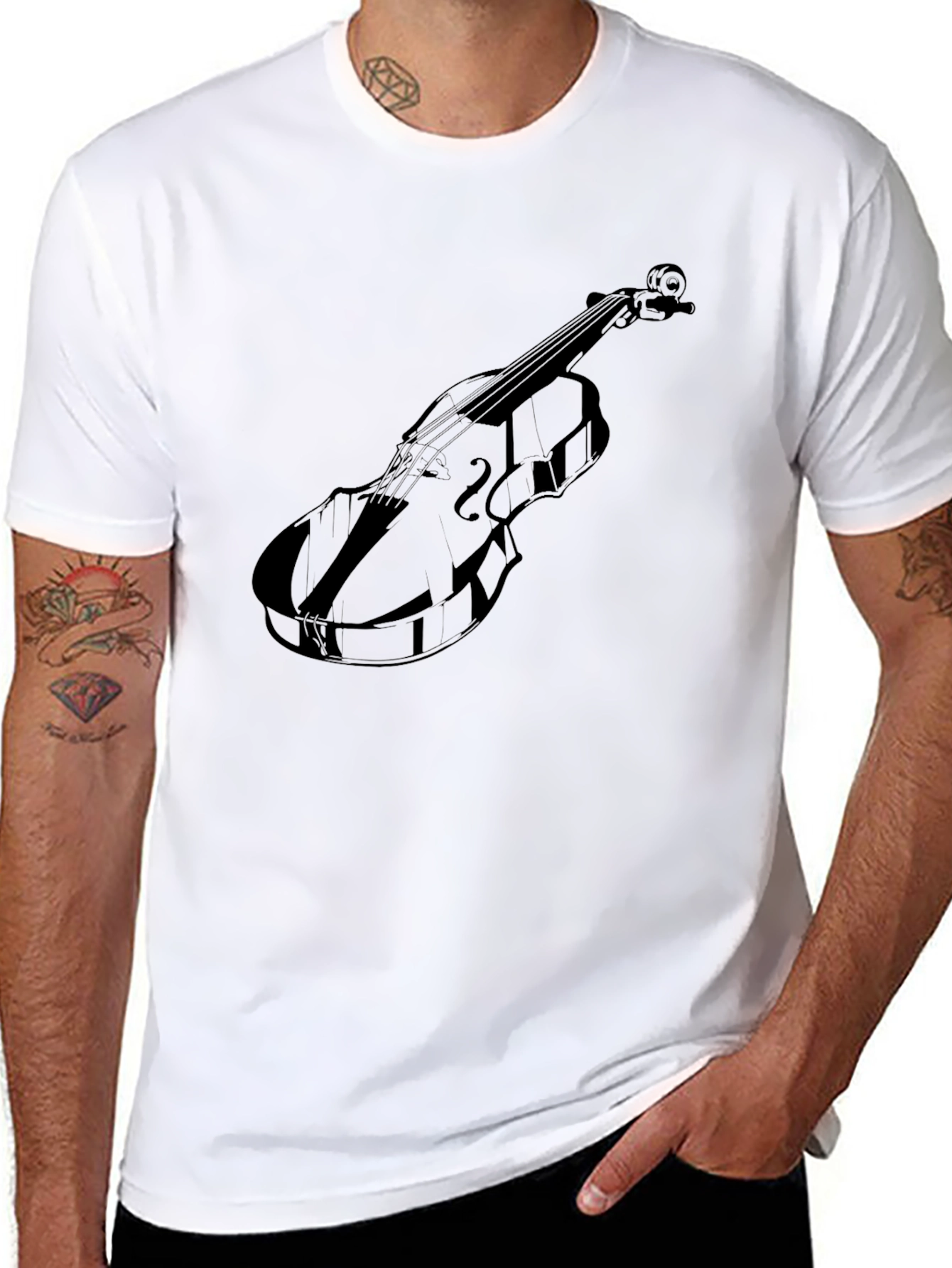 Musical Violin Graphic Tee - Classic Black T-Shirt