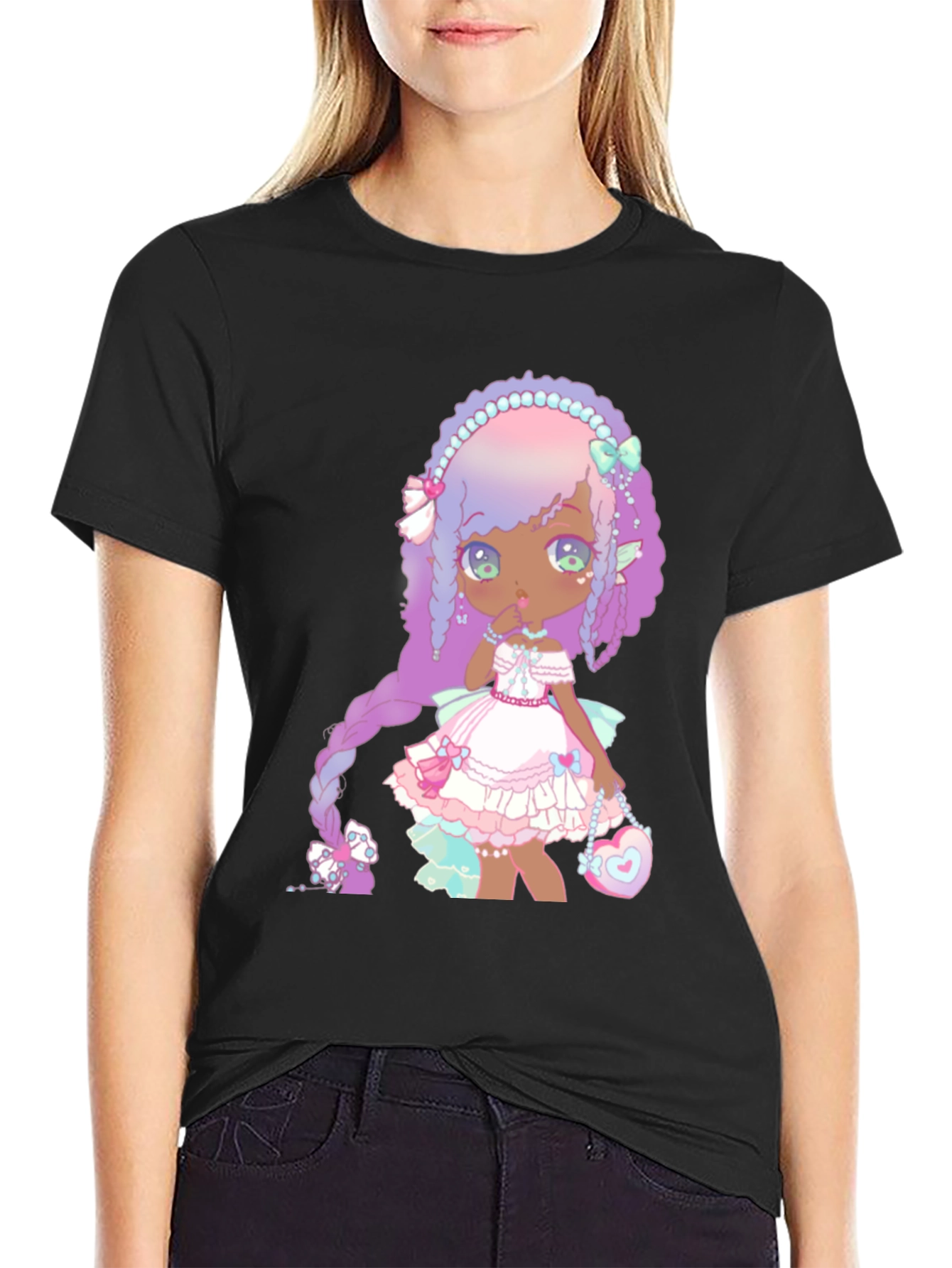 Anime Girl Graphic Black T-Shirt