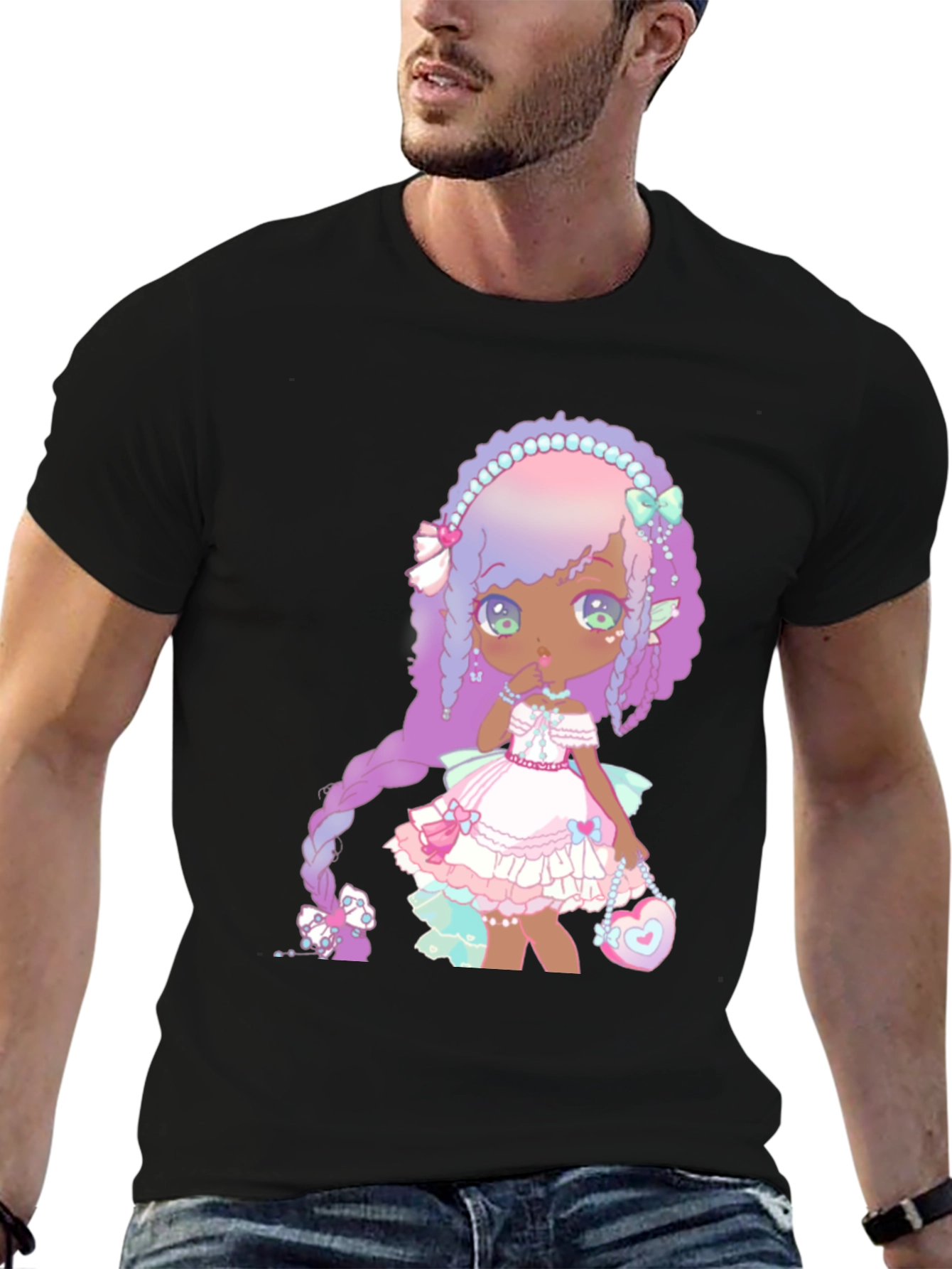 Anime Girl Graphic Black T-Shirt