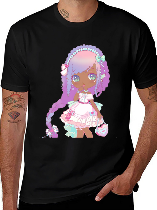 Anime Girl Graphic Black T-Shirt