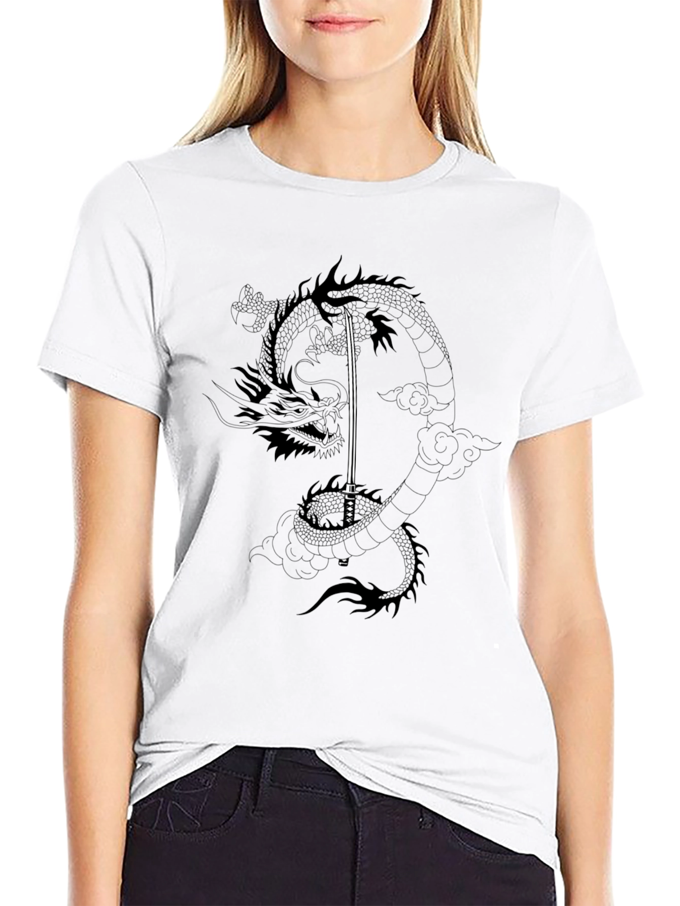 Dragon Katana T-Shirt - Black Graphic Tee