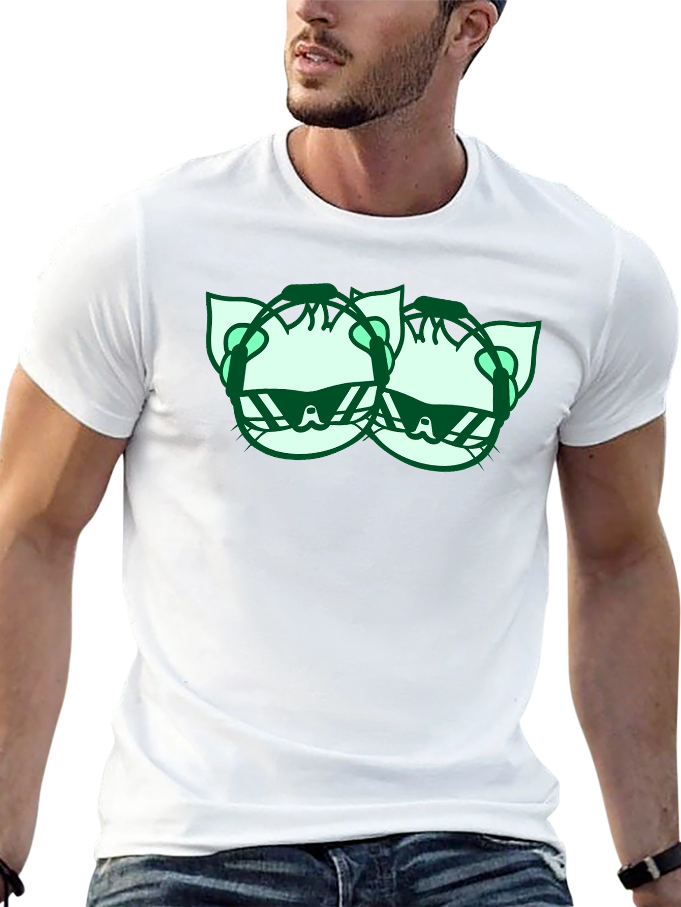 Cool Cat Graphic Tee - Black Cotton Shirt
