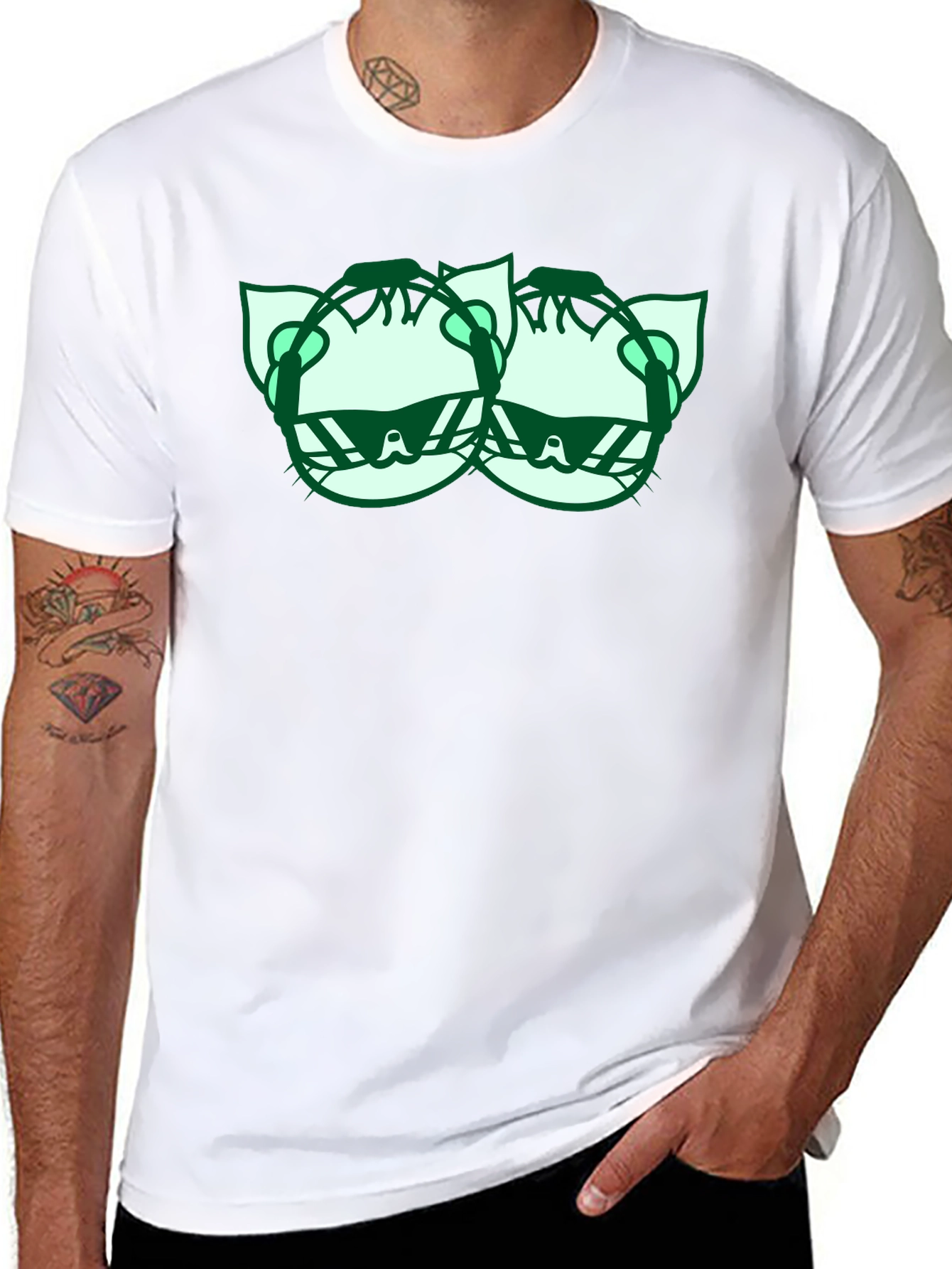 Cool Cat Graphic Tee - Black Cotton Shirt