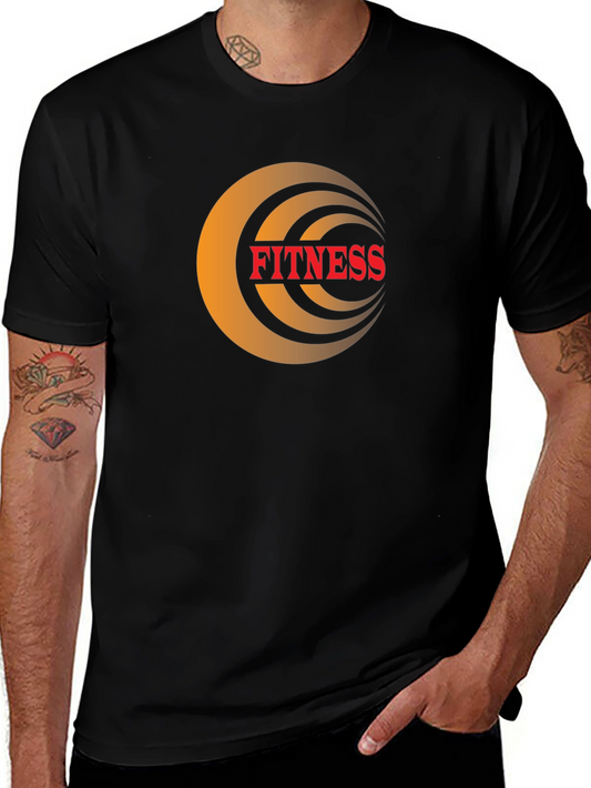 Fitness Graphic Tee - Black Crew Neck T-Shirt