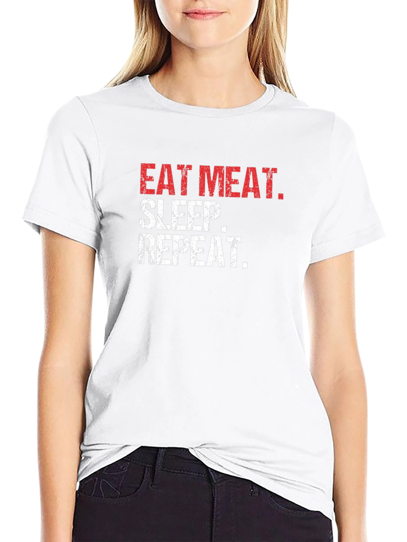 Eat Meat Sleep Repeat Black T-Shirt