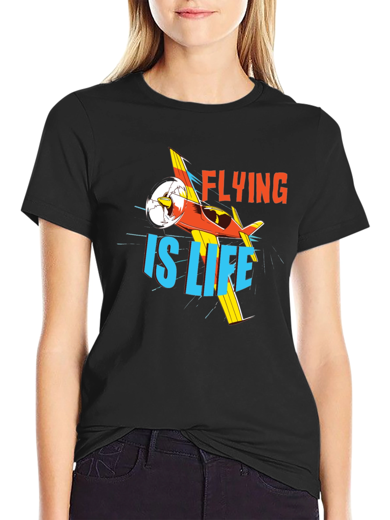 Flying is Life Graphic Tee - Black