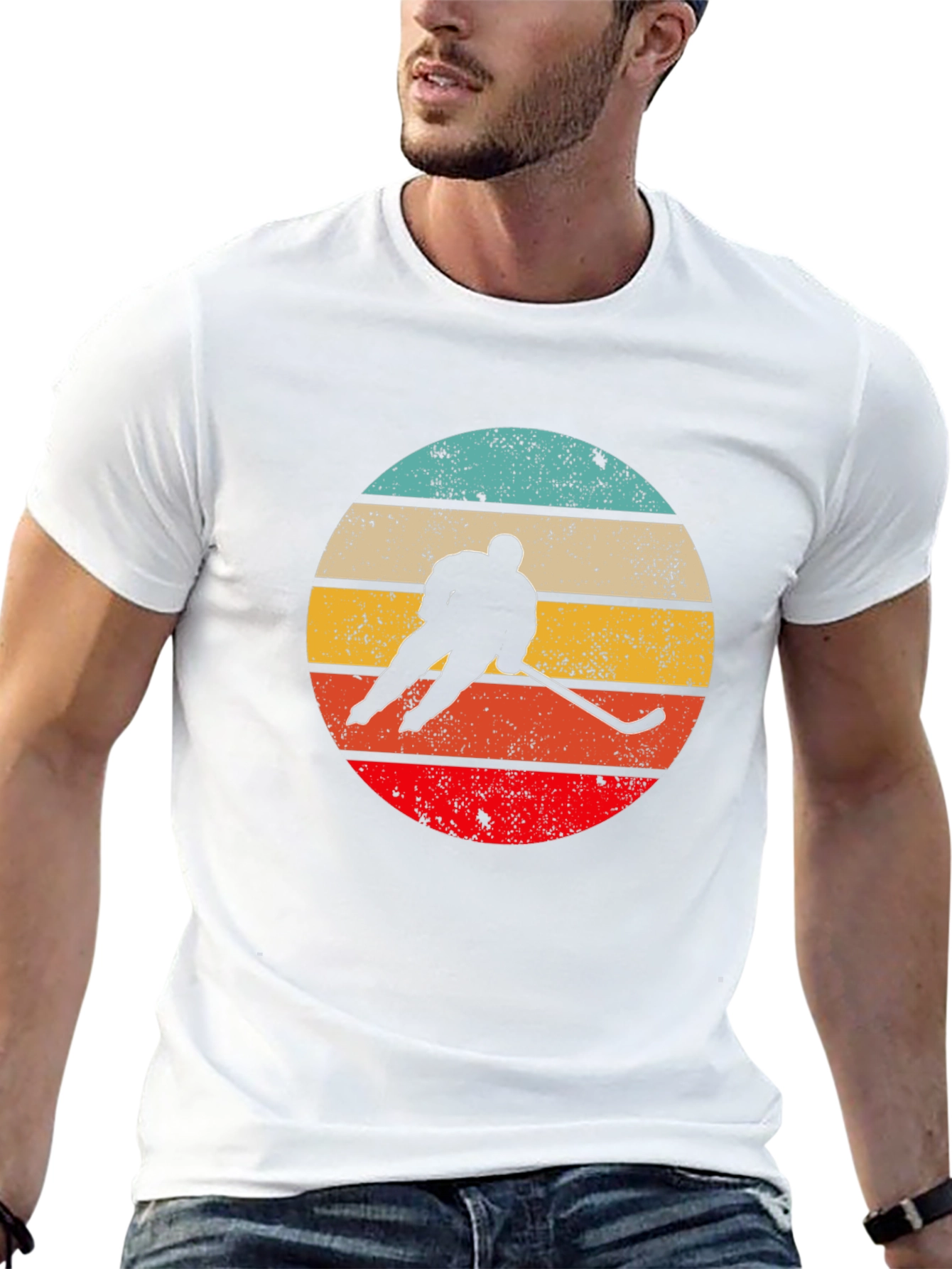 Retro Hockey Player Graphic T-Shirt