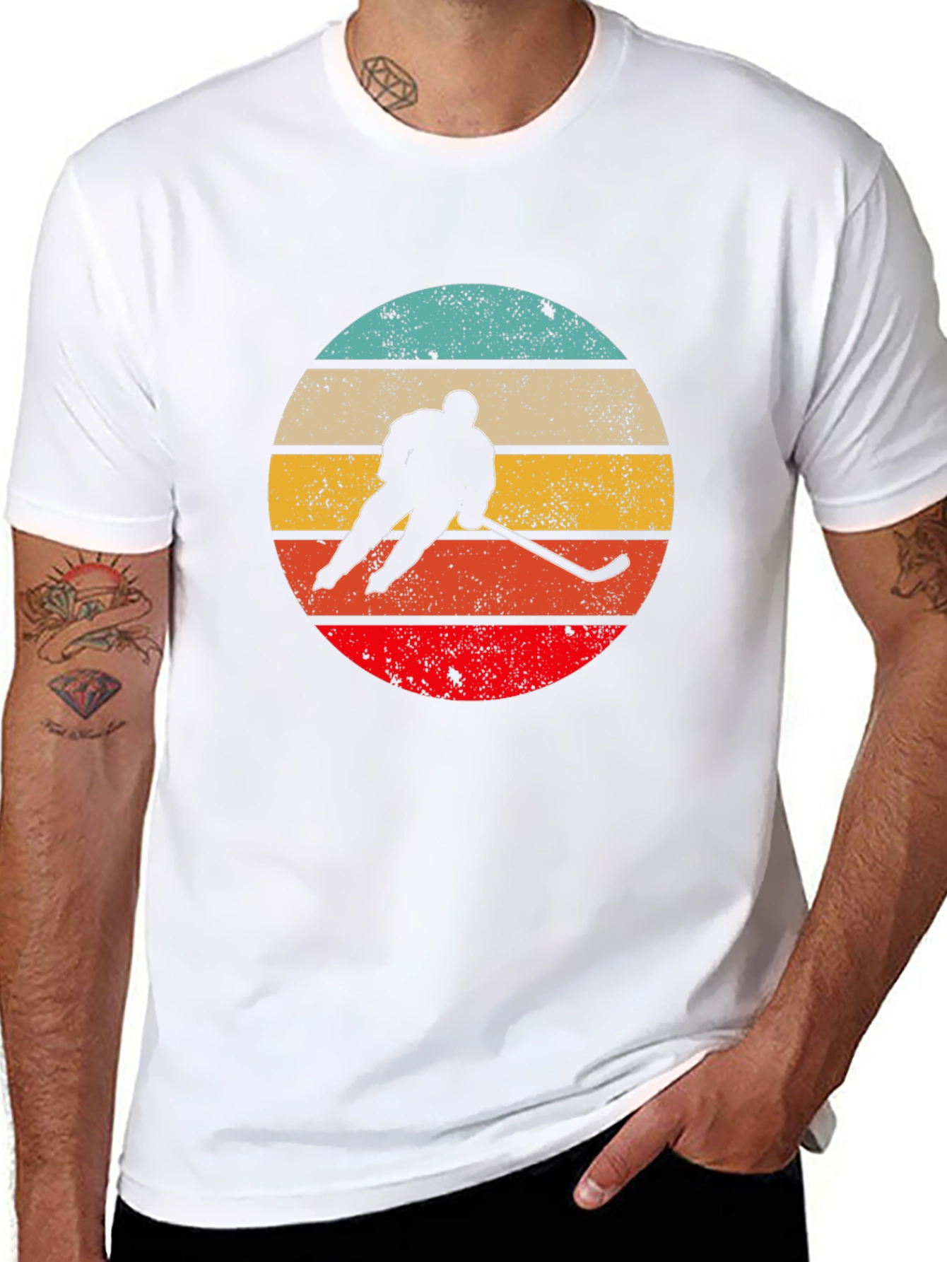 Retro Hockey Player Graphic T-Shirt